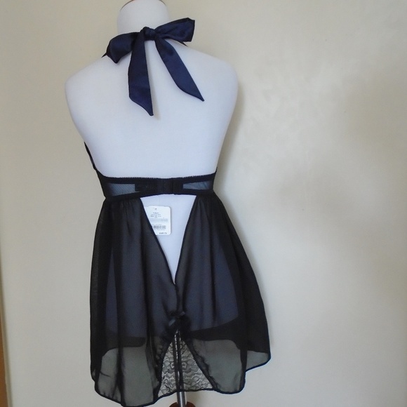 Ann Summers Halter Navy Black Babydoll Size UK 14 - Picture 4 of 6